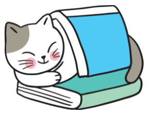 A grey and white cat sleeping on top of a book with a book covering it like a blanket.